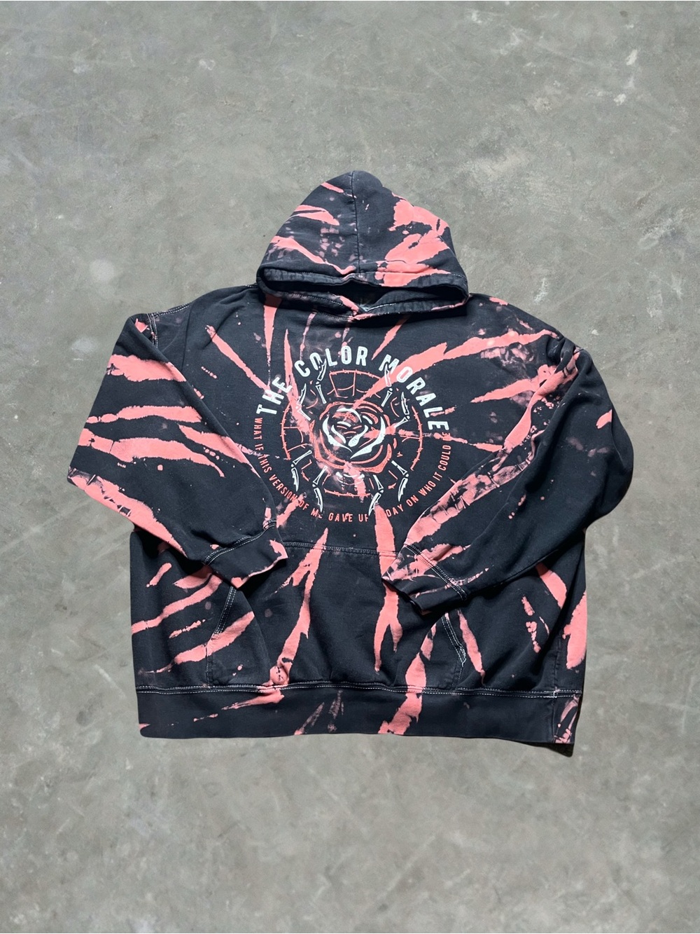 The Color Morale Bleach Dye Hoodie Mens Size XXL Black